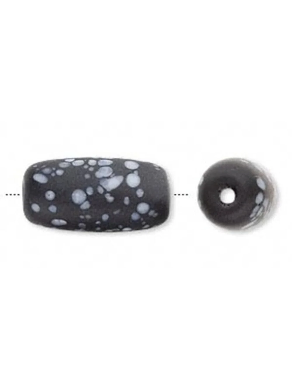 2 Venetian Glass Black and White Italian Millefiori 22x11mm Tube Beads